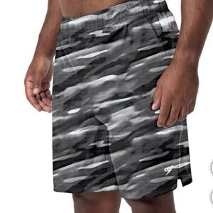 NWT Speedo Tech Volley Swim Shorts, Dark Gray Size XL 36/38 UPF 50+ Liner